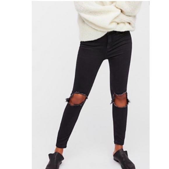 Free People High Rise Busted Skinny Jean - Picture 3 of 3